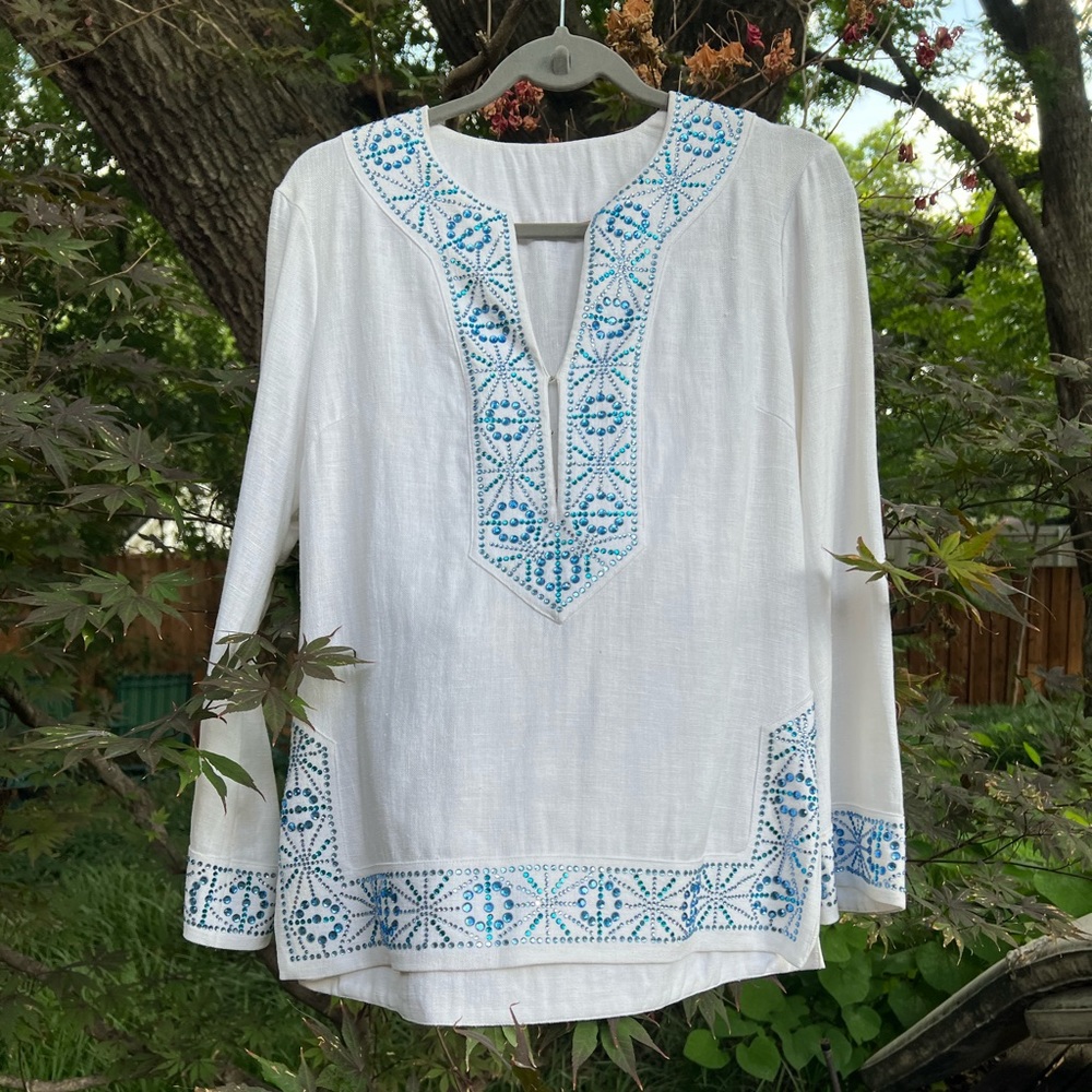 Tory Burch white linen tunic